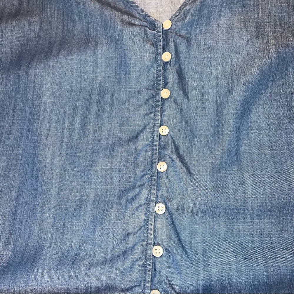 TALBOTS Plus Denim Tencel Sleeveless Top Sz 3X Tie-Front V-Neck GUC Casual - Picture 4 of 6
